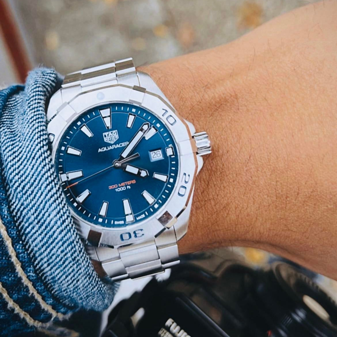  Shop Authentic Tag Heuer Aquaracer Blue Dial Silver Steel Strap Watch for Men - WBD1112.BA0928 - Luxxuri