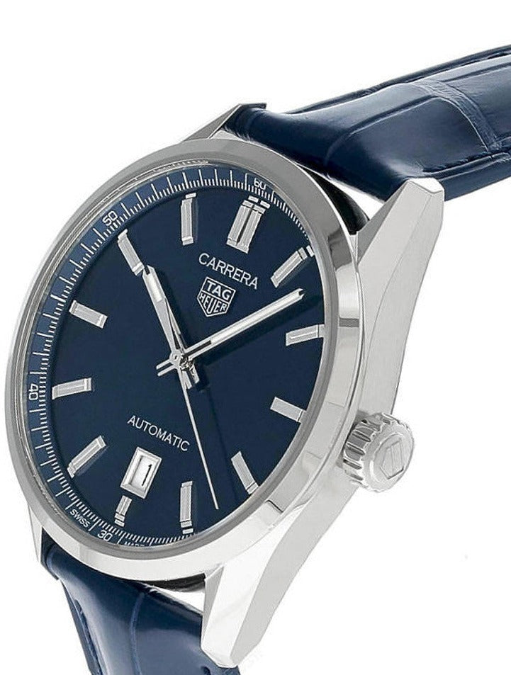  Shop Authentic Tag Heuer Carrera Date Blue Dial Blue Leather Strap Watch for Men - WBN2112.FC6504 - Luxxuri