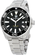  Shop Authentic Tag Heuer Aquaracer Quartz Black Dial Silver Steel Strap Watch for Men - WAY101A.BA0746 - Luxxuri