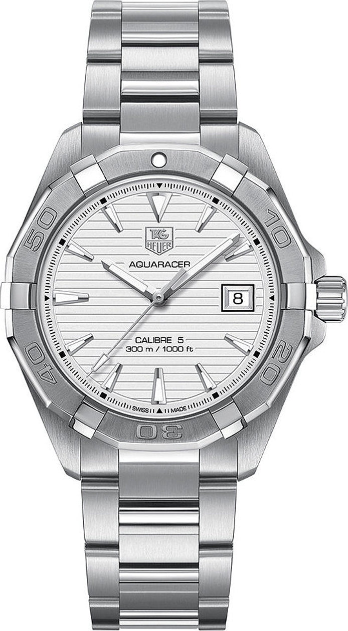  Shop Authentic Tag Heuer Aquaracer Automatic White Dial Silver Steel Strap Watch for Men - WAY2111.BA0928 - Luxxuri
