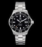  Shop Authentic Tag Heuer Aquaracer Automatic Caliber 5 Black Dial Silver Steel Strap Watch for Men - WAN2110.BA0822 - Luxxuri