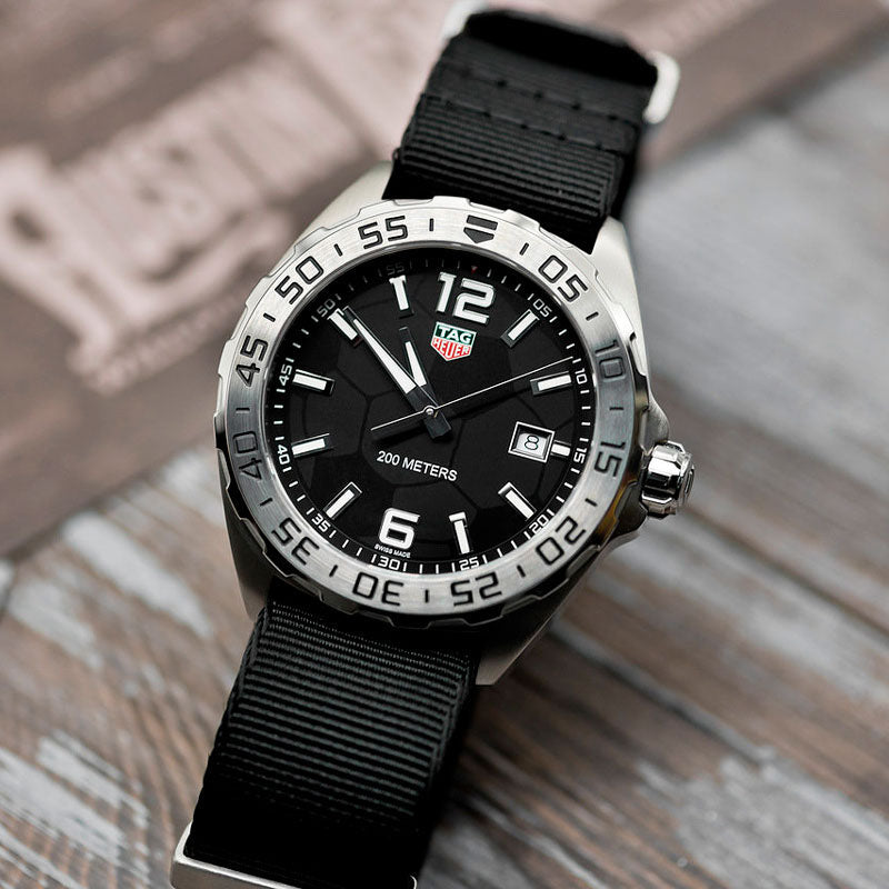  Shop Authentic Tag Heuer Formula 1 Quartz Black Dial Black NATO Strap Watch for Men - WAZ1015.FC8198 - Luxxuri