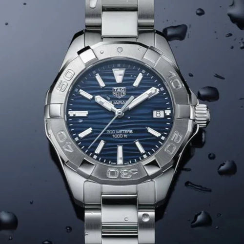  Shop Authentic Tag Heuer Aquaracer Blue Dial Silver Steel Strap Watch for Women - WBD131D.BA0748 - Luxxuri