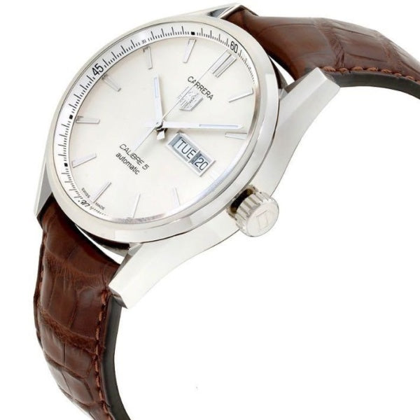  Shop Authentic Tag Heuer Carrera Calibre 5 Automatic White Dial Brown Leather Strap Watch for Men - WAR201B.FC6291 - Luxxuri