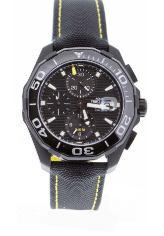  Shop Authentic Tag Heuer Aquaracer Chronograph PVD Black Dial Black Nylon Strap Watch for Men - CAY218A.FC6361 - Luxxuri
