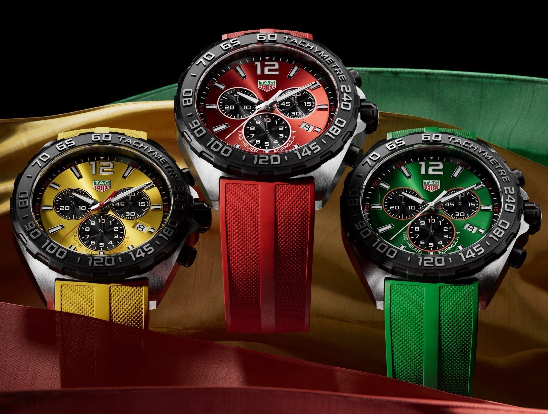 Tag Heuer Formula 1 Chronograph Red Dial Red Rubber Strap Watch for Men - CAZ101AN.FT8055
