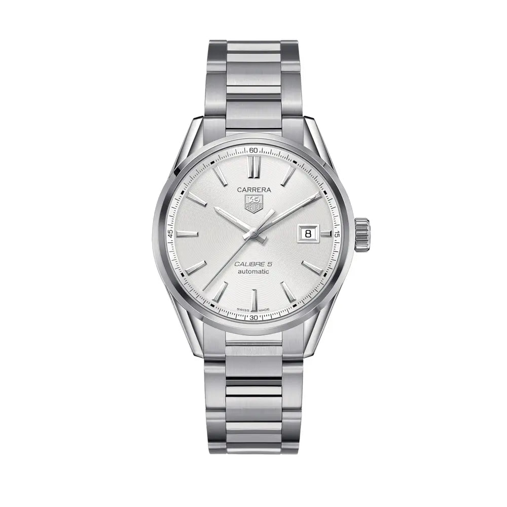  Shop Authentic Tag Heuer Carrera Automatic Caliber 5 White Dial Silver Steel Strap Watch for Men - WAR211B.BA0782 - Luxxuri