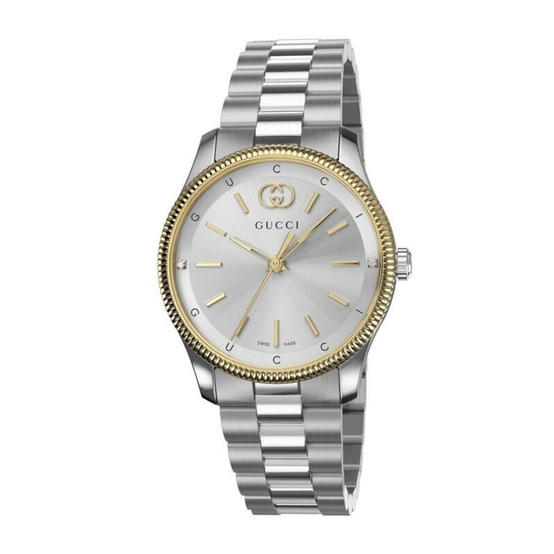  Shop Authentic Gucci G Timeless Quartz Silver Dial Two Tone Steel Strap Watch for Women - YA1265063 - Luxxuri