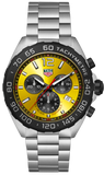  Shop Authentic Tag Heuer Formula 1 Quartz Chronograph Yellow Dial Silver Steel Strap Watch for Men - CAZ101AM.BA0842 - Luxxuri