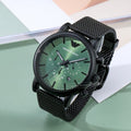  Shop Authentic Emporio Armani Luigi Chronograph Green Dial Black Mesh Bracelet Watch For Men - AR11470 - Luxxuri
