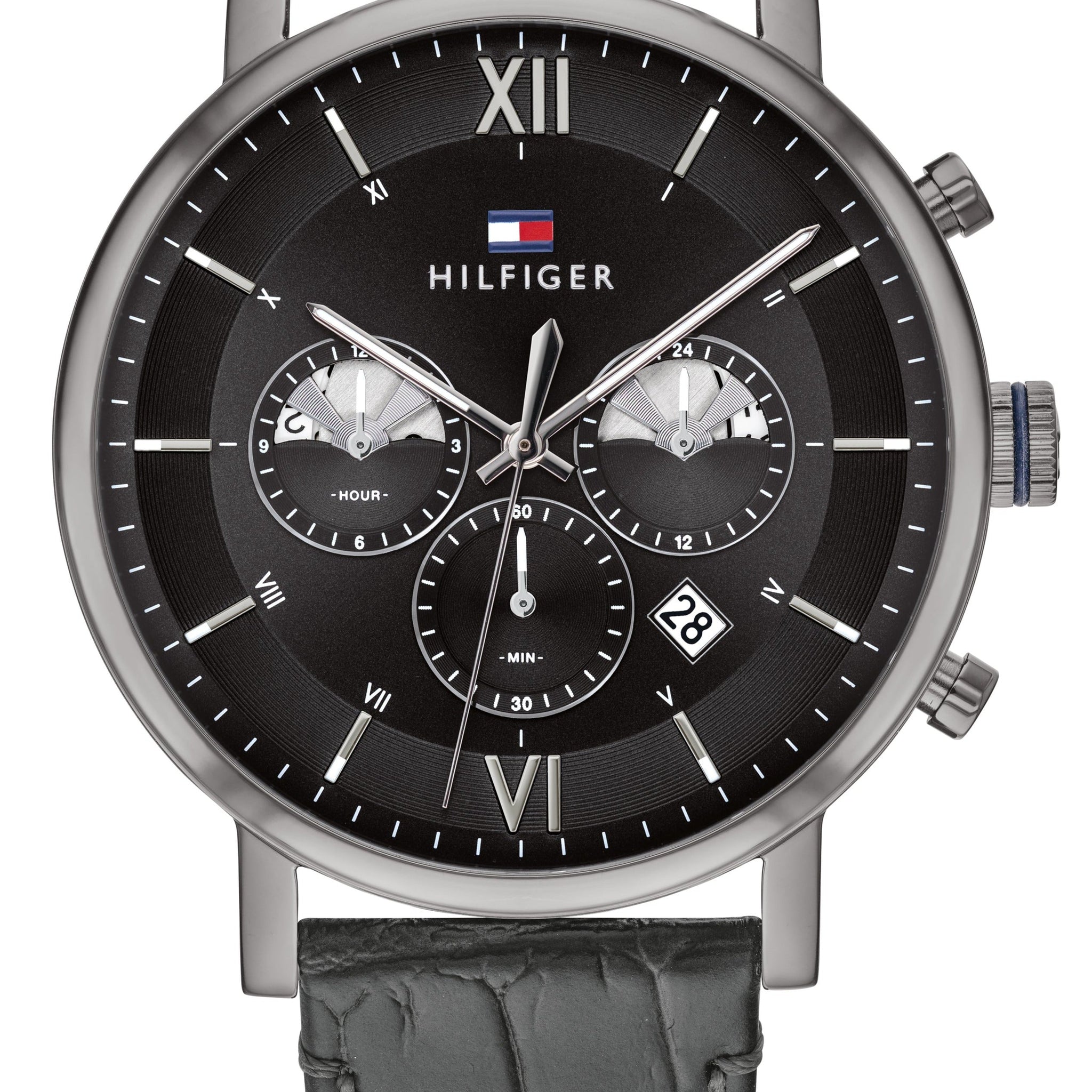 Tommy Hilfiger Evan Black Dial Black Leather Strap Watch for Men - 1710395