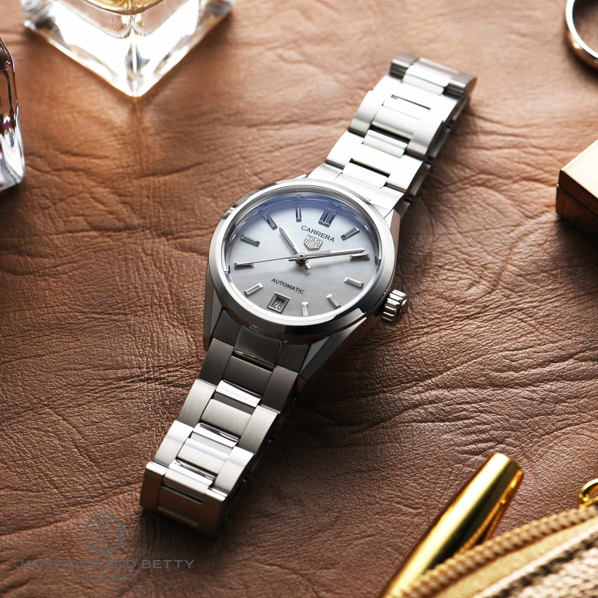  Shop Authentic Tag Heuer Carrera Mother of Pearl Dial Silver Steel Strap Watch for Women - WBN2410.BA0621 - Luxxuri