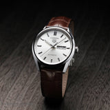 Shop Authentic Tag Heuer Carrera Day Date Silver Dial Brown Leather Strap Watch for Men - WBN2011.FC6484 - Luxxuri
