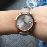  Shop Authentic Burberry The City Beige Dial Beige Leather Strap Watch for Women - BU9207 - Luxxuri