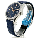  Shop Authentic Tag Heuer Carrera Quartz Diamonds Blue Dial Blue Leather Strap Watch for Women - WAR1114.FC6391 - Luxxuri