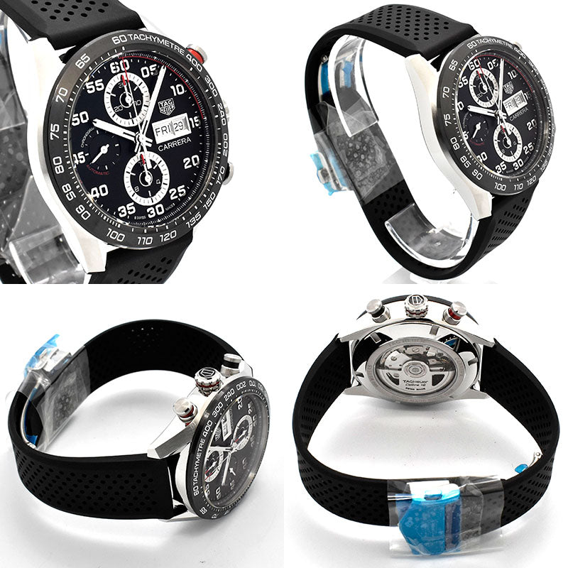  Shop Authentic Tag Heuer Carrera Chronograph Black Dial Black Rubber Strap Watch for Men - CBN2A1AA.FT6228 - Luxxuri
