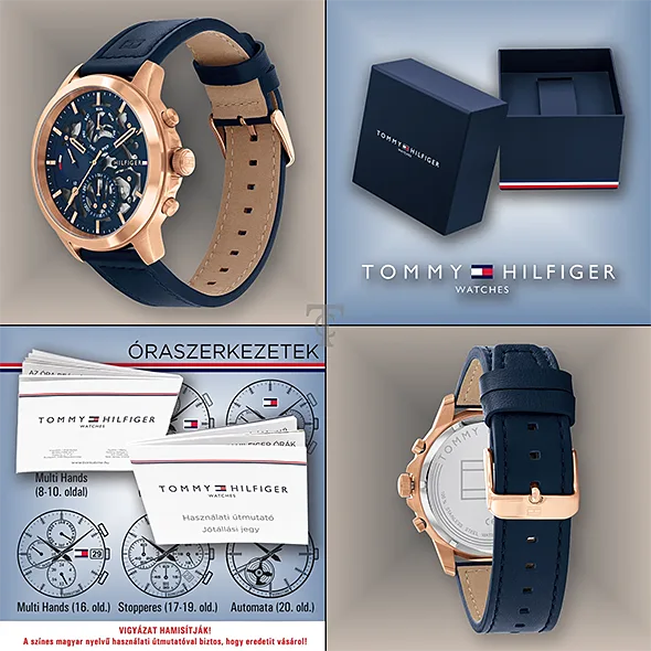  Shop Authentic Tommy Hilfiger Henry Chronograph Quartz Blue Dial Blue Leather Strap Watch For Men - 1710475 - Luxxuri