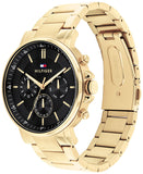  Shop Authentic Tommy Hilfiger Tyson Chronograph Black Dial Gold Steel Strap Watch For Men - 1710589 - Luxxuri