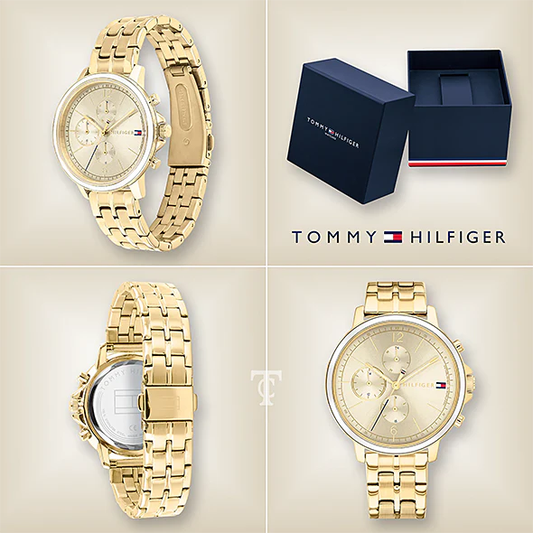  Shop Authentic Tommy Hilfiger Madison Quartz Gold Dial Gold Steel Strap Watch For Women - 1782189 - Luxxuri