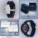  Shop Authentic Tommy Hilfiger Clark Chronograph Blue Dial Black Leather Strap Watch For Men - 1792083 - Luxxuri