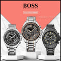  Shop Authentic Hugo Boss Chronograph Black Dial Silver Steel Strap Watch for Men - 151080 - Luxxuri