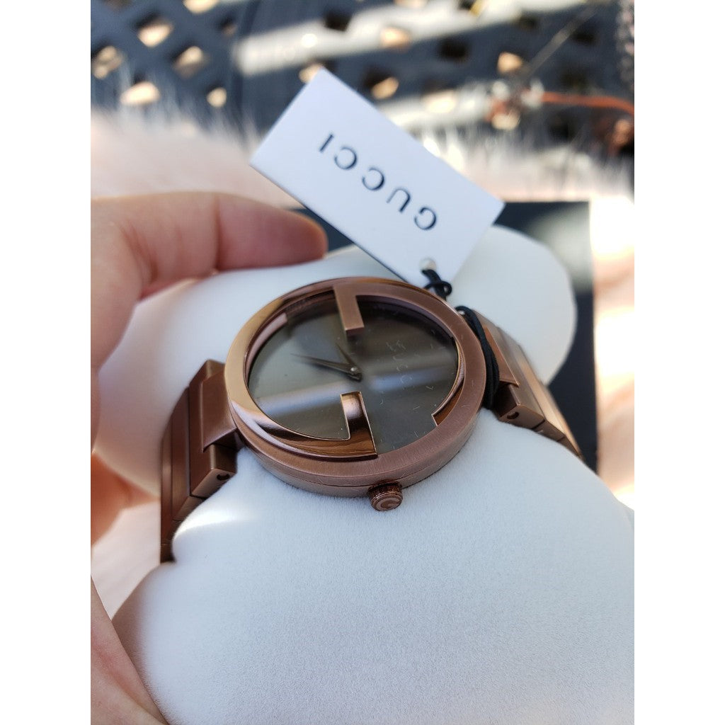  Shop Authentic Gucci Interlocking G Quartz Brown Dial Brown Steel Strap Watch for Women -  YA133317 - Luxxuri
