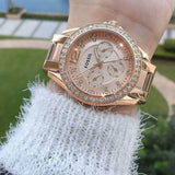  Shop Authentic Fossil Riley Multifunction Rose Gold Dial Rose Gold Steel Strap Watch for Women - ES2811 - Luxxuri