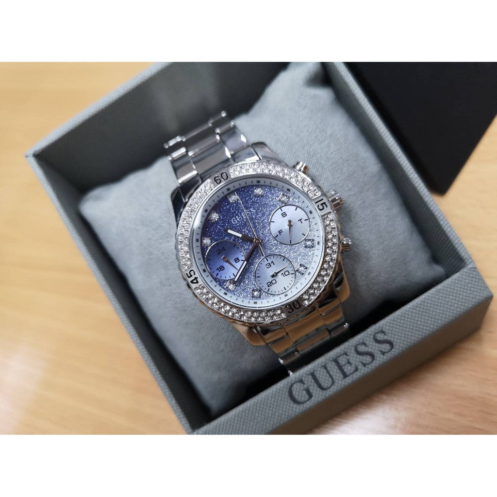  Shop Authentic Guess Confetti Diamonds Blue Dial Silver Steel Strap Watch for Women - W0774L6 - Luxxuri