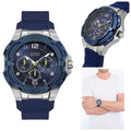  Shop Authentic Guess Genesis Multi Function Analog Blue Dial Blue Rubber Strap Watch For Men - W1254G1 - Luxxuri