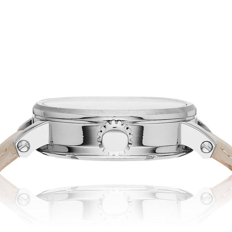  Shop Authentic Fossil Boyfriend Automatic Skeleton Silver Dial White Leather Strap Watch for Women - ME3069 - Luxxuri