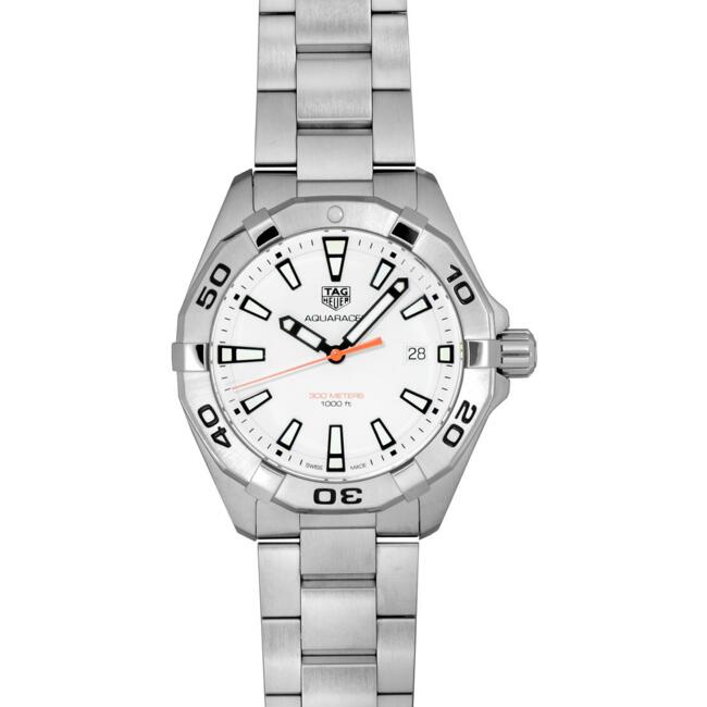  Shop Authentic Tag Heuer Aquaracer Quartz White Dial Silver Steel Strap Watch for Men - WBD1111.BA0928 - Luxxuri