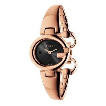  Shop Authentic Gucci Guccissima Collection Quartz Black Dial Rose Gold Steel Strap Watch For Women - YA134509 - Luxxuri