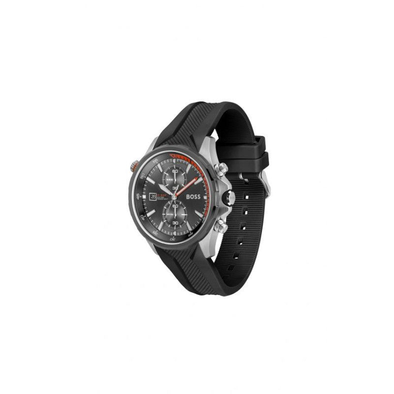  Shop Authentic Hugo Boss Globetrotter Grey Dial Black Silicone Strap Watch for Men - 1513931 - Luxxuri