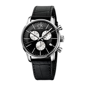  Shop Authentic Calvin Klein City Chronograph Black Dial Black Leather Strap Watch for Men - K2G271CX - Luxxuri