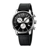  Shop Authentic Calvin Klein City Chronograph Black Dial Black Leather Strap Watch for Men - K2G271CX - Luxxuri