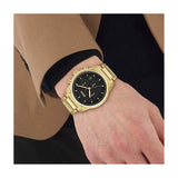  Shop Authentic Hugo Boss Trace Chronograph Black Dial Gold Steel Strap Watch For Men - 1514006 - Luxxuri