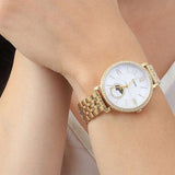  Shop Authentic Fossil Jacqueline Moonphase Mother of Pearl Dial Gold Steel Strap Watch for Women - ES5167 - Luxxuri