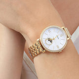  Shop Authentic Fossil Jacqueline Moonphase Mother of Pearl Dial Gold Steel Strap Watch for Women - ES5167 - Luxxuri