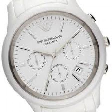  Shop Authentic Emporio Armani Ceramica Chronograph White Dial White Strap Watch For Men - AR1453 - Luxxuri