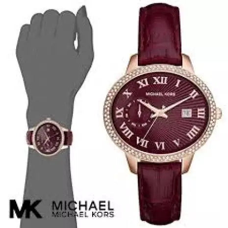  Shop Authentic Michael Kors Whitley Quartz Burgundy Dial Burgundy Leather Strap Watch For Women - MK2430 - Luxxuri