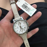  Shop Authentic Fossil Boyfriend White Dial Beige Leather Strap Watch for Women - ES3811 - Luxxuri