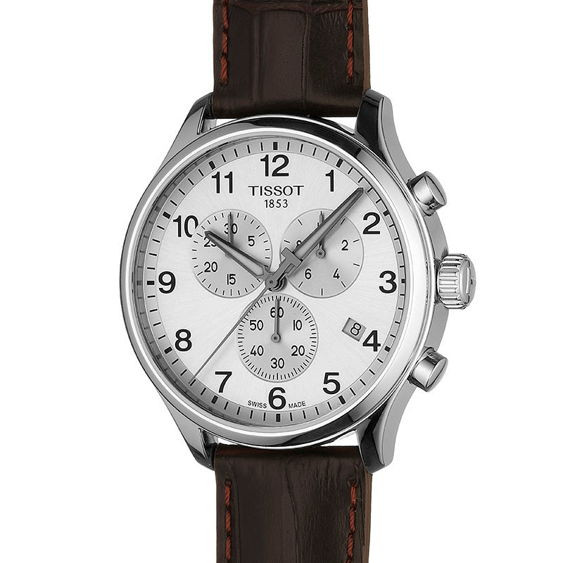  Shop Authentic Tissot T Sport Chrono XL Classic Silver Dial Brown Leather Strap Watch For Men - T116.617.16.037.00 - Luxxuri