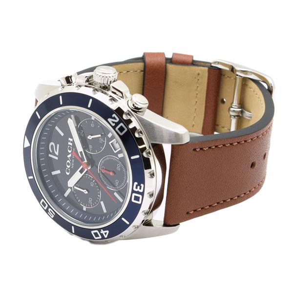 Coach Kent Chronograph Blue Dial Brown Leather Strap Watch for Men - 14602560