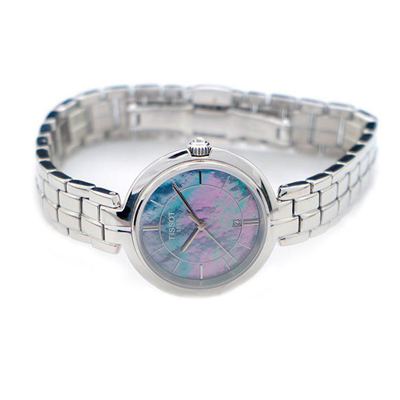  Shop Authentic Tissot T Lady Flamingo Mother of Pearl Blue Dial Silver Steel Strap Watch For Women - T094.210.11.121.00 - Luxxuri