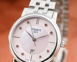  Shop Authentic Tissot Carson Premium Lady Mother of Pearl Pink Dial Silver Steel Strap Watch For Women - T122.210.11.159.00 - Luxxuri