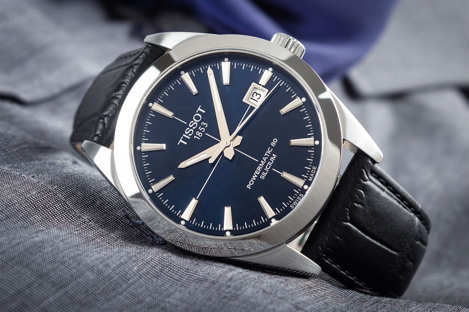  Shop Authentic Tissot Gentleman Powermatic 80 Silicium Blue Dial Black Leather Strap Watch For Men - T127.407.16.041.01 - Luxxuri