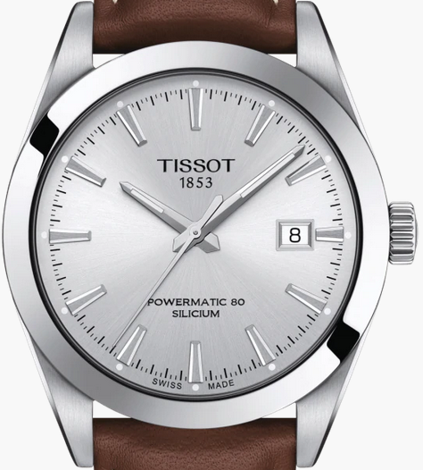  Shop Authentic Tissot Gentleman Powermatic 80 Silicium Silver Dial Brown Leather Strap Watch For Men - T127.407.16.031.00 - Luxxuri