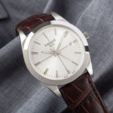  Shop Authentic Tissot Gentlemen Silver Dial Brown Leather Strap Watch for Men - T127.410.16.031.01 - Luxxuri
