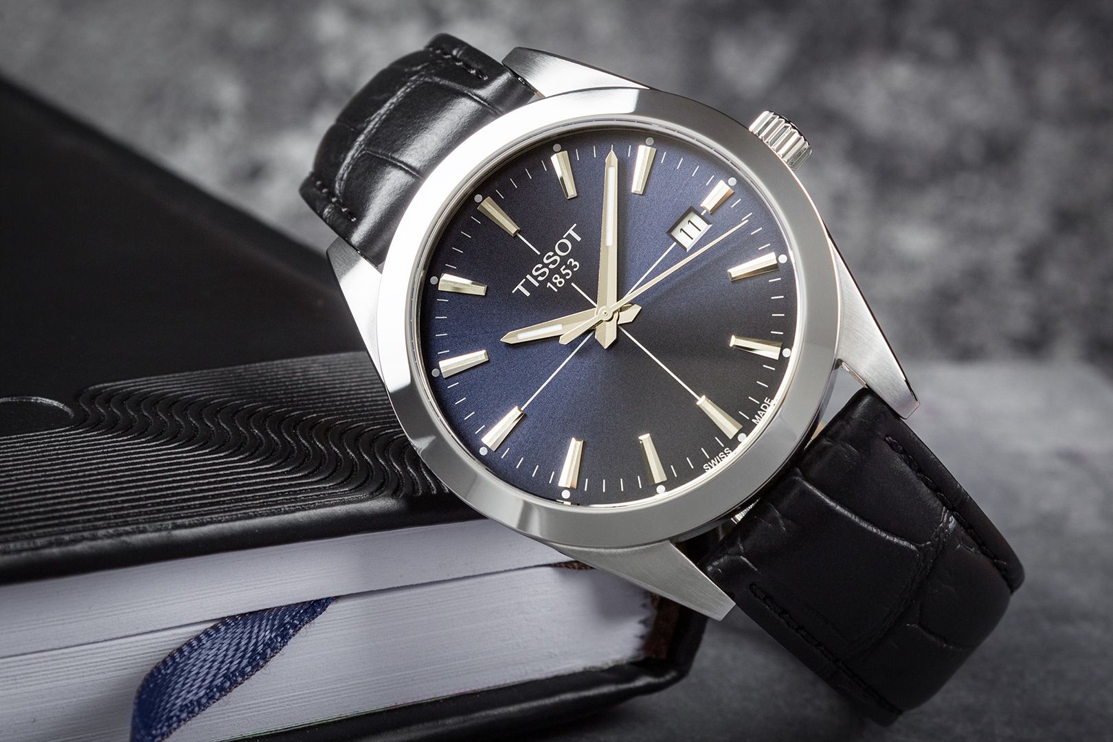  Shop Authentic Tissot Gentlemen Blue Dial Black Leather Strap Watch for Men - T127.410.16.041.01 - Luxxuri