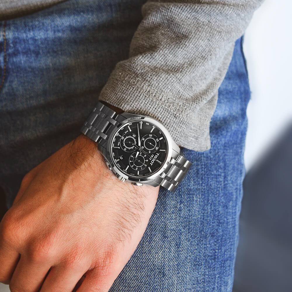  Shop Authentic Tissot Couturier Chronograph Black Dial Silver Steel Strap Watch For Men - T035.617.11.051.00 - Luxxuri